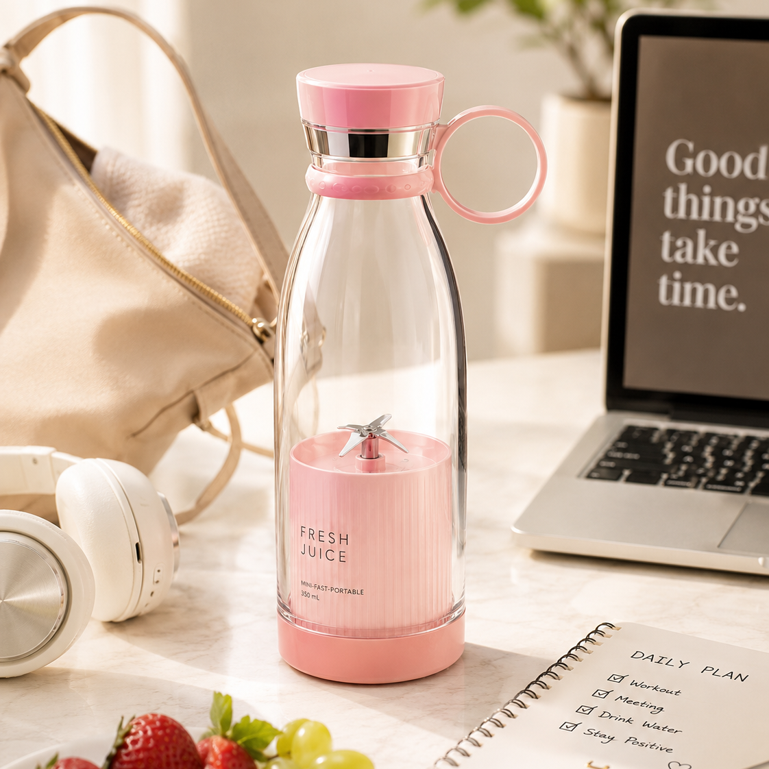 Zenvora Portable Blender 350ml – USB Rechargeable Mini Juicer Bottle