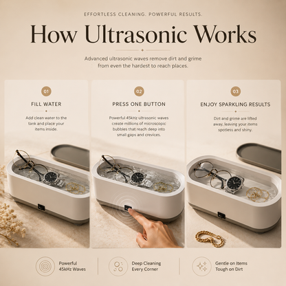 ZENVORA™ Ultrasonic Jewelry Cleaner | Professional 48kHz Deep Cleaning